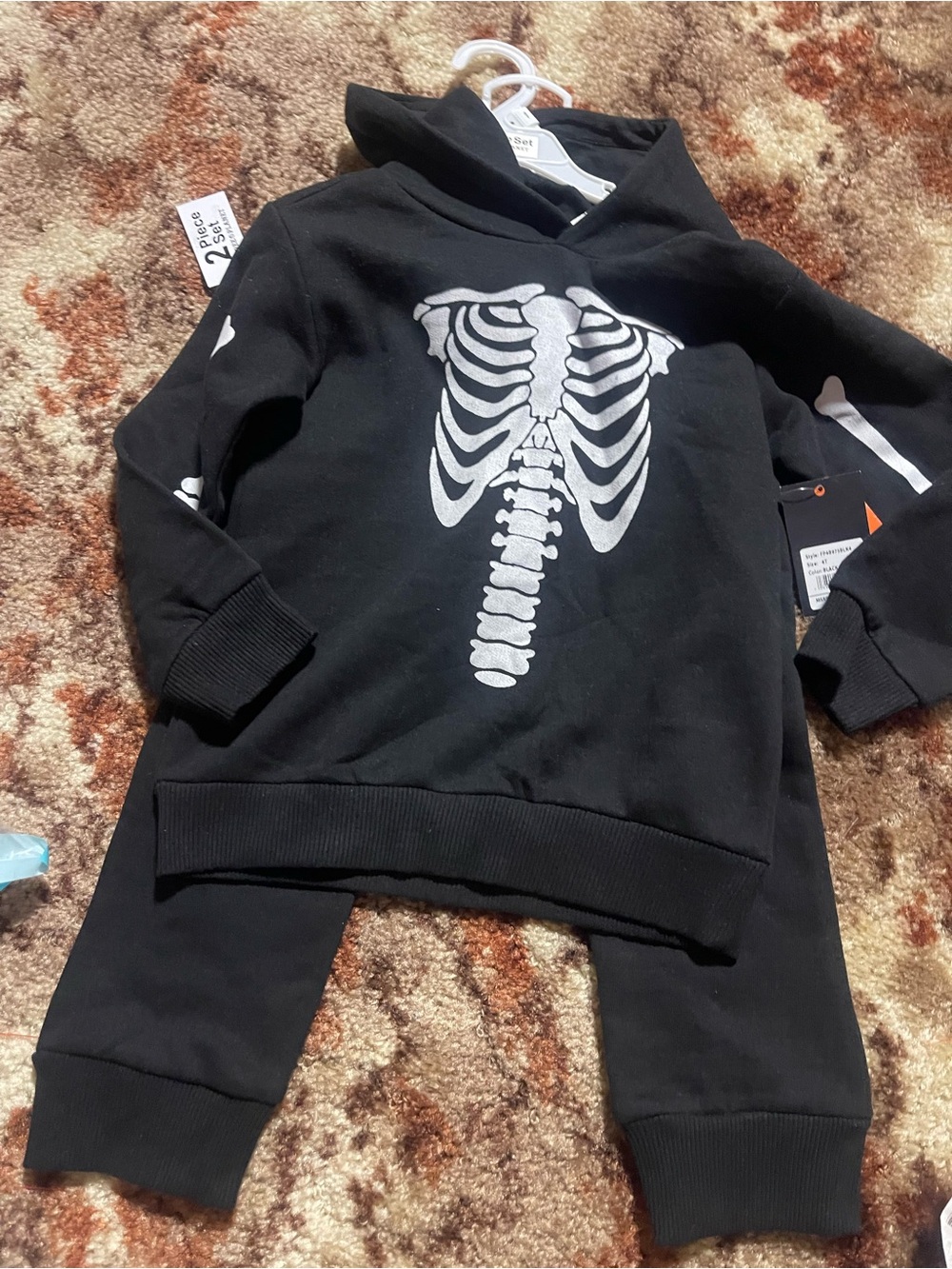 Free Planet Black & Silver Kids Skeleton Hoodie and Pants Costume Set